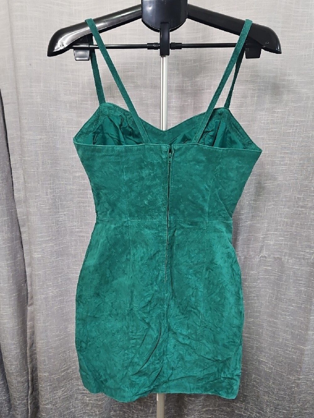 Vintage Wilsons Leather Teal Green Suede Asymmetrical Mini Dress - Picture 2 of 12